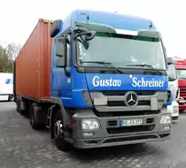 =MB Actros 1844 von  Gustav Schreiner  steht auf dem Autohof Fulda Nord im Februar 2017