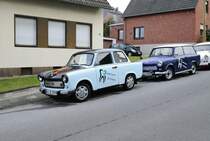Trabant 601S parkt auf einer Straße mit 10% Gefälle in Übach - Palenberg.
Aufnahme am 19.2.2017
