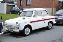 Trabant 600 parkt auf einer Straße mit 10% Gefälle in Übach - Palenberg.
Aufnahme am 19.2.2017