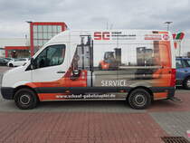 VW Crafter mit Stapler Werbung am 23.03.17 in Erlensee 