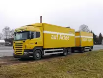 Scania R 470 mit Anhänger in Domdidier abgestellt am 18.02.2017