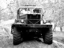 Ein KrAZ 255 kämpft sich durch´s Gelände, abgelichtet am 25.05.2006 in Finowfurt.