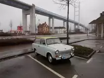 Trabant,am 02.März 2017,auf dem Parkplatz an der Rügenbrücke in Stralsund Rügendamm.