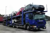 =Scania P 440 als Autotransporter rastet an der A 7, Februar 2017