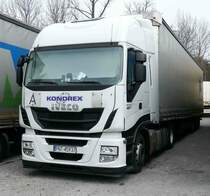 =Iveco Stralis 460 von  KONDREX  steht im März 2017 am Autohof Fulda-Nord