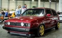 VW Golf II getunt, fotografiert auf der Automobil und Tuning Show, März 2017.