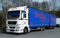 =MAN-Hängerzug, gesehen auf dem Autohof Fulda-Nord im März 2017 