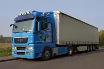 Löwen-Power - MAN TGX 18.680 V8 am 08.04.2017 in Bottrop.