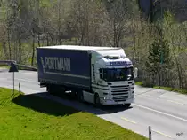 Scania R450 Sattelschlepper unterwegs bei Truebschachen am 27.03.2017