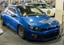 Moderner VW Scirocco mit viel Tuning. Foto: 25.03.2017, Automobil und tuning Show, Budapest.