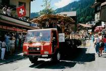 Reform Muli BE 340'567 mit dem Schwingklub Adelboden am Umzug 100 Jahre Kur- und Verkehrsverein Adelboden 1988