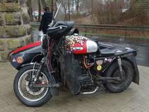 =unbekanntes Motorradgespann mit Rotaxmotor, fotografiert vor dem Messegelände Kassel im März 2017