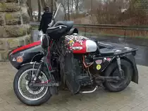 =unbekanntes Motorradgespann mit Rotaxmotor, fotografiert vor dem Messegelände Kassel im März 2017