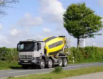 MB 3245 ACTROS Betonmischer von FBR, am 27.4.2017 auf der L 164 (ex B221) bei Übach - Palenberg