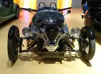 Morgan 3 Wheeler, britischer Roadster mit 2-Zyl.-V-Motor, 1983ccm und 82PS, Vmax.185Km/h, Autosalon Genf, M�rz 2017