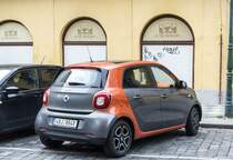 Smart ForFour, die zweite Generation wird seit 2014 gebaut. Foto: 21.04.2017.