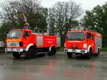 Feuerwehr Bad Vilbel Mercedes Benz TLF 24/50 und LF 16/12 am 07.05.17 beim Tag der Offenen Tür am neuen Gerätehaus im Stadtteil Heilsberg