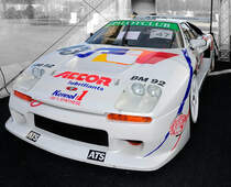 Venturi 600LM (Renault PRV 3.0L Turbo V6), Ausstellungsstück im Oldtimer- Zelt auf dem Geländer vor den Tribühnen in Spa Francorchamps beim FIA WEC 6h Langstrecken- WM am 6.Mai 2017 in Spa Francorchamps. Freigestellt durch Colorkey bearbeitung.