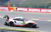Mitzieher des Neuen Porsche 911 RSR (2017)Vierliter-Boxermotor (Basis 911 GT3)mit Direkteinspritzung. Werks Porsche Team,	Porsche 991 RSR Nr.: 91 Richard Lietz & Frédéric Makowiecki. FIA WEC 6h Langstrecken- WM am 6.Mai 2017 in Spa Francorchamps