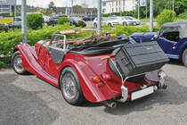 Morgan Plus 8 steht beim Pantheon Im Muttenz für eine Ausfahrt bereit. Die Aufnahme stammt vom 14.05.2017.