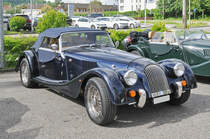 Morgan Plus 8 steht beim Pantheon Im Muttenz für eine Ausfahrt bereit. Die Aufnahme stammt vom 14.05.2017.