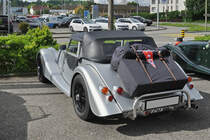 Morgan Plus 8 steht beim Pantheon Im Muttenz für eine Ausfahrt bereit. Die Aufnahme stammt vom 14.05.2017.