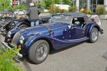 Morgan Plus 8 steht beim Pantheon Im Muttenz für eine Ausfahrt bereit. Die Aufnahme stammt vom 14.05.2017.