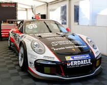 Nr.99 Porsche GT3 Cup 991 vom Team BELGIUM Racing im Fahrerlager mit Sieger-Pokal, Rahmenprogramm der 6 Hours of Spa-Francorchamps 2017,Porsche Carrera Cup France & Benelux