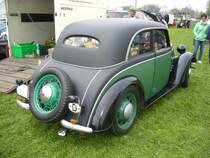 Heckansicht einer DKW F7-700 Meisterklasse Limousine. 1937 - 1939. Oldtimertreffen Hörstel-Riesenbeck am 01.05.2017.