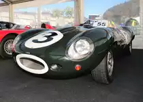 Jaguar Type D Réplica 1960, Ausstellung von Stanislas Machoïr – Classic & Sports Cars at Spa-Francorchamps. 6.Mai 2017 vor den Tribühnen