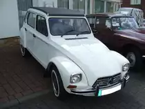 Citroen Dyane 6. 1967 - 1983. Die Dyane sollte die Modelllücke zwische 2CV und Ami6 schließen. Der 2-Zylindermotor hat einen Hubraum von 603 cm³ und leistet 33 PS. Oldtimertreffen Glandorf am 14.05.2017.