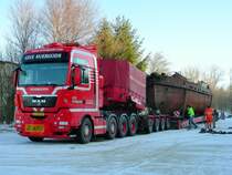 es ist geschafft
ein MAN TGA brachte einen �ber hundert Jahre alten russischen Eisbrecher und Schlepper aus D�nemark nach P�tnitz 07.01.09