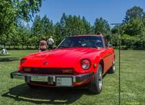 Datsun 280Z in Oldtimerzusatand aber in alltäglicher Nutzung, gesehen auf der XII. Lotus Retro Mobil Concours d´Elegance im Urpark des Lotus Hotels, Juni, 2017. Das Auto wurde ursprünglich auf den US-markt gebaut (Siehe Stoßtange und Antene)