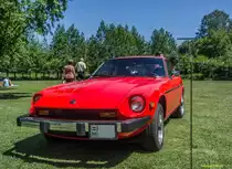 Datsun 280Z in Oldtimerzusatand aber in alltäglicher Nutzung, gesehen auf der XII. Lotus Retro Mobil Concours d´Elegance im Urpark des Lotus Hotels, Juni, 2017. Das Auto wurde ursprünglich auf den US-markt gebaut (Siehe Stoßtange und Antene)