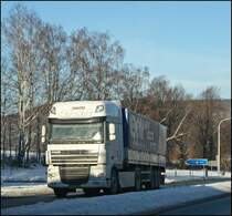 ROSWITHA BRUDERS: Die Spediton besitzt sehr schne Fahrzeuge, hier ein DAF XF105.510  SuperSpaceCab  bei Hagen. (06.01.2009)
