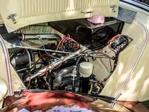Motorraum eines Adler Juniors, gesehen auf der XII. Lotus Retro Mobil Concours d´Elegance im Urpark des Lotus Hotels, Juni, 2017.
