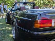 Detailaufnahme: BMW Volger Cabrio auf dem Basis des BMW 3 E30, gesehen auf der XII. Lotus Retro Mobil Concours d´Elegance im Urpark des Lotus Hotels, Juni, 2017.