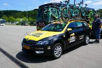 Škoda Begleitfahrzeug des Team Lotto Jumbo am 17.6.17 vor dem Tour de Suisse Rennen in Schaffhausen.