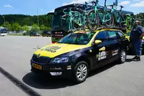 Škoda Begleitfahrzeug des Team Lotto Jumbo am 17.6.17 vor dem Tour de Suisse Rennen in Schaffhausen.