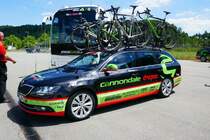 Škoda Begleitfahrzeug des Team Cannondale dropac am 17.6.17 vor dem Tour de Suisse Rennen in Schaffhausen.