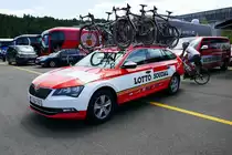 Škoda Begleitfahrzeug des Team Lotto Soudal am 17.6.17 vor dem Tour de Suisse Rennen in Schaffhausen.