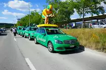 Vaudois Werbefahrzeuge der Tour de Suisse am 17.6.17 in Schaffhausen.