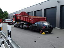 Unfallszenario für eine Schauübung der Einsatzabteilung der Feuerwehr Hanau Mitte am 18.06.17 beim Tag der Offenen Tür 