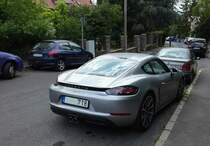 Rückansicht: Porsche Cayman S (Baureihe 718). Aufnahmedatum: 13.06.2017