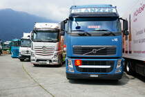 Volvo von Planzer und zwei andere MB am 24.6.17 am Trucker Festival in Interlaken.