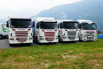 Scania und MB vom Rügenbräu Bier am 24.6.17 am Trucker Festival in Interlaken.