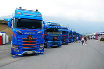 12 Scania von Rüegsegger am 24.6.17 am Trucker Festival in Interlaken.