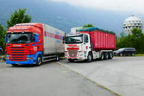 Scania von Lüthi Rothrist und DAF von Trüssel am 24.6.17 am Trucker Festival in Interlaken.