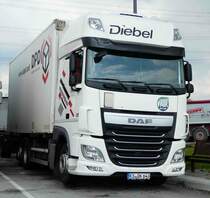 DAF XF der Spedition DIEBEL rastet im April 2017 an der A 3