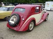 Heckansicht eines Riley 12/4. 1934 - 1935. Oldtimertreffen an der Galopprennbahn Krefeld am 16.07.2017.